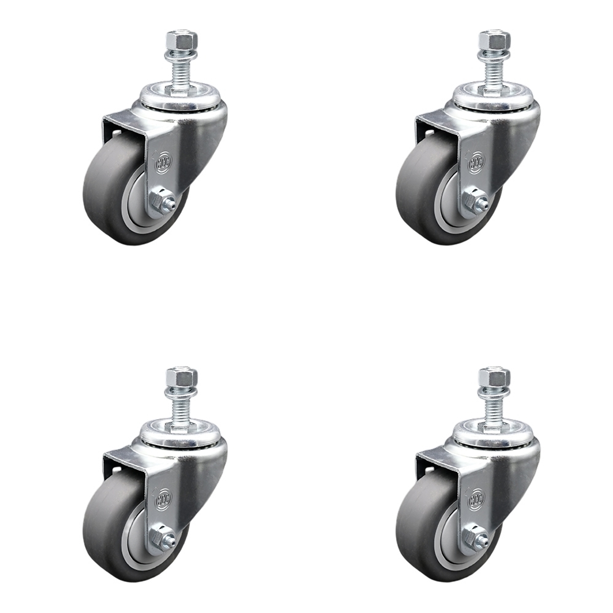 Service Caster, 3in. x 1 1/4in. Stem Casters, Wheel Diameter 3 in, Caster Type Swivel, Package (qty.) 4, Model# SCC-SSTS20S314-TPRB-121315-4